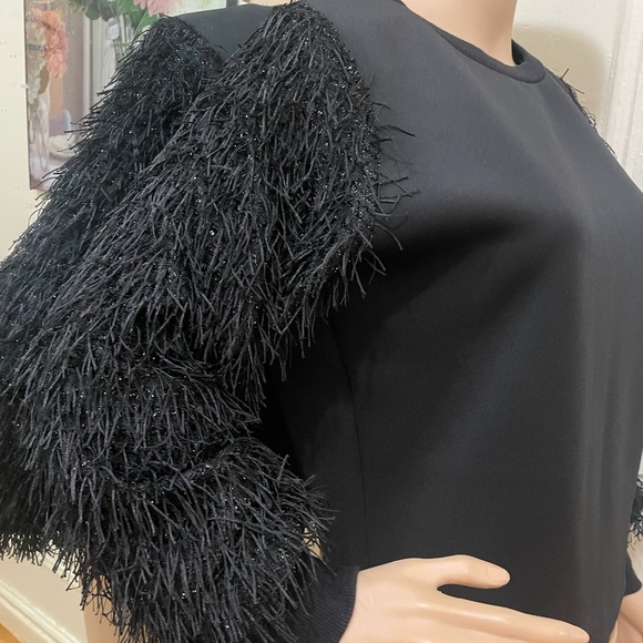 Gracia Black Feather Sleeve Sweatshirt - Picture 2 of 13